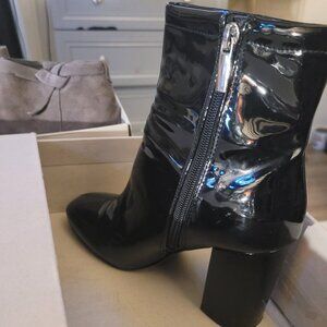 Blk Patent Leather Ankle Boots